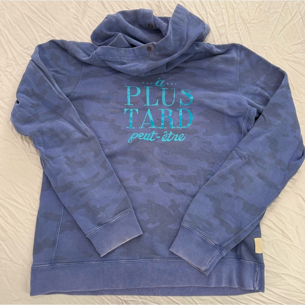 Scotch & Soda Blue Camouflage Hoodie with French Text